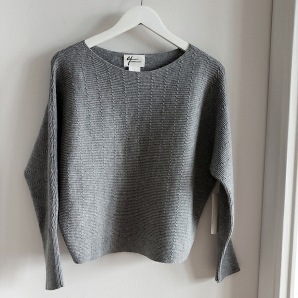 Andrea Jovine Grey Cropped Long Sleeve Lightweight Ultra Soft Structure Fit W-L - Picture 1 of 8